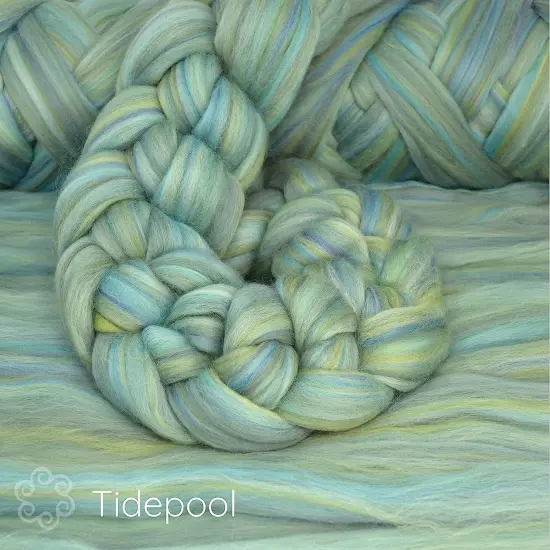 100% Superfine Merino Fiber: Winner's Circle. Soft Combed Top Roving Color Blend for Spinning, Felting, Weaving Tidepool {3}