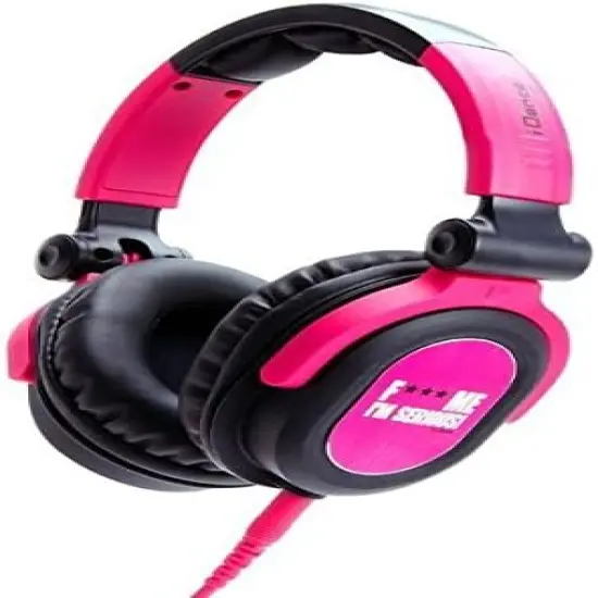 IDANCE PINK/BLACK SWIVEL CUP DJ HEADPHON {1}