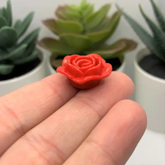 4, 20 or 50 Pieces: Red Chunky Rose Flower Beads {3}