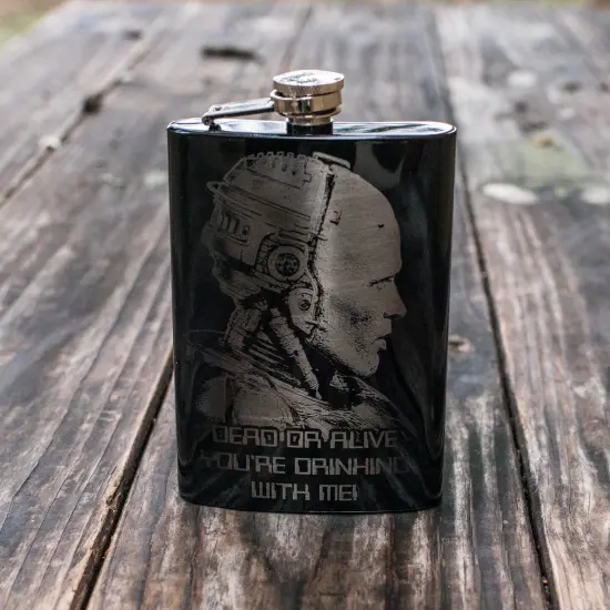 8oz BLACK Dead or Alive Flask {2}