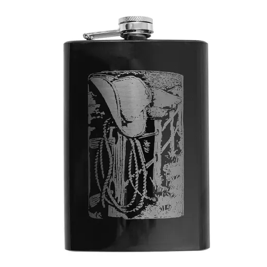 8oz BLACK Country Scene - Flask {1}