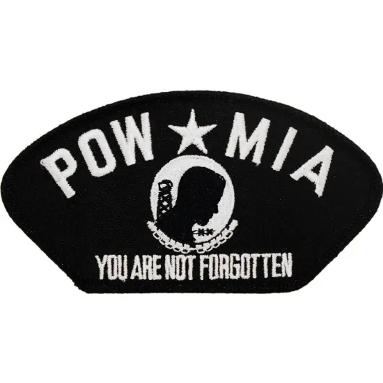 POW MIA Hat Patch Black & White 2 3/4" x 5 1/4" {1}