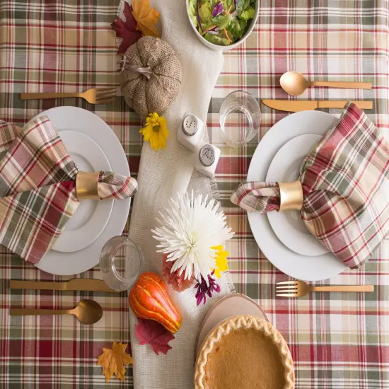 DII Give Thanks Plaid Tablecloth 70 Round {2}