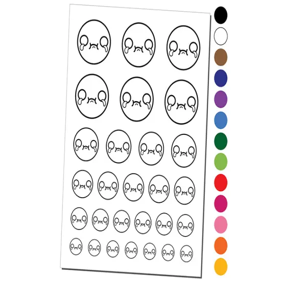 Kawaii Cute Crying Face Temporary Tattoo Water Resistant Fake Body Art Set Collection Yellow {1}