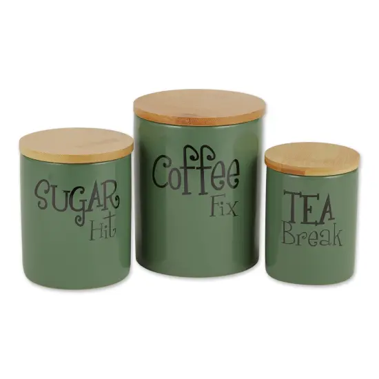 DII Artichoke Green Coffee/Sugar/Tea Ceramic Canister (Set of 3) {1}