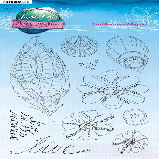 Studio Light Mindful Moodling Clear Stamp-Nr. 188, Feather And Flowers {1}