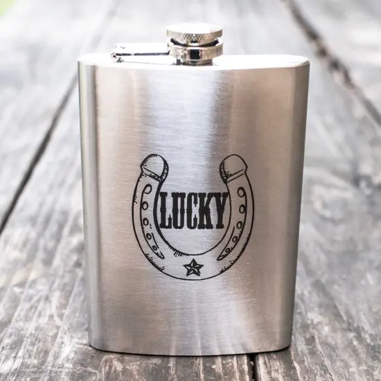 8oz Lucky - Horseshoe Stainless Steel Flask {1}