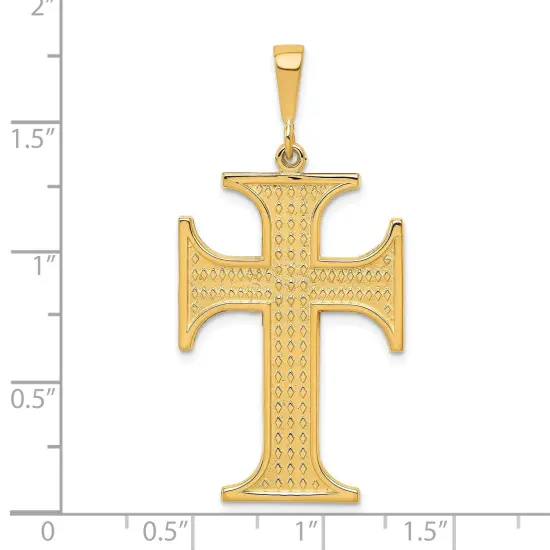 10K Gold Cross Charm Pendant Jewelry 44 x 23mm {2}