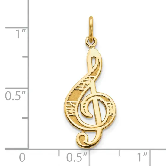 10K Gold Treble Clef Music Notes Charm Musical Pendant {2}
