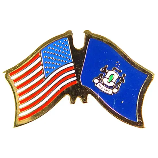 American & Maine Flags Pin 1" {1}