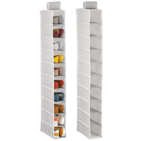 mDesign Soft 10 Shelf Fabric Closet Hanging Storage Unit, 2 Pack {1}