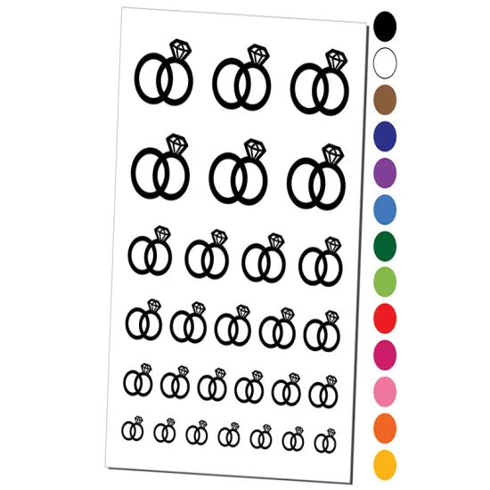 Wedding Rings with Diamond Overlapping Temporary Tattoo Water Resistant Fake Body Art Set Collection Yellow {1}