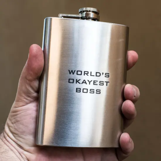 8oz World's Okayest Boss Stainless Steel Flask {2}