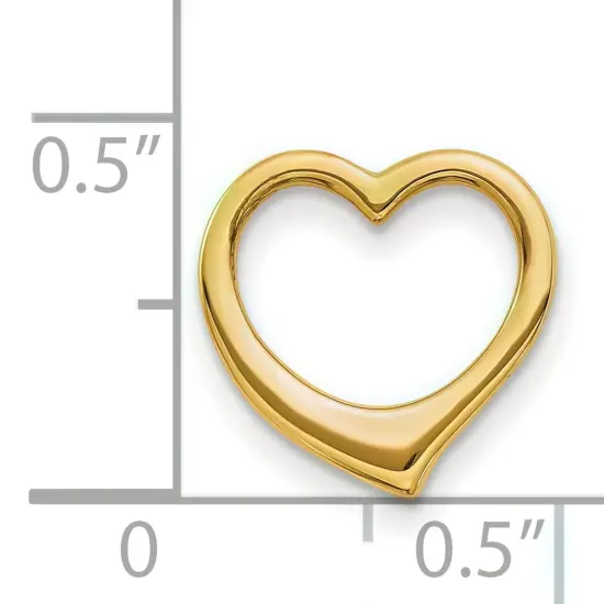 14K Gold 3D Floating Heart Slide Pendant Love Charm Jewerly 12mm x 11mm {2}