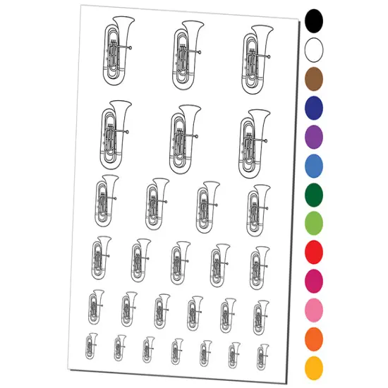 Tuba Brass Musical Instrument Temporary Tattoo Water Resistant Fake Body Art Set Collection Yellow {1}