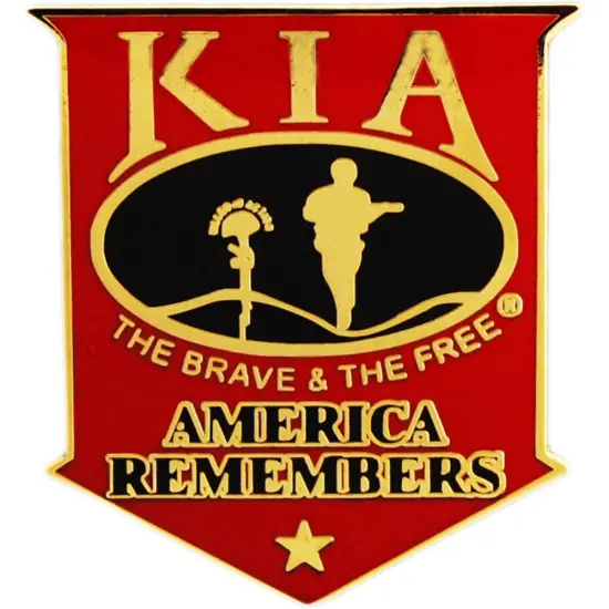 EagleEmblems P40222 Pin-Kia,America Remembers (Shield) Red/Blk (1.5'') {1}