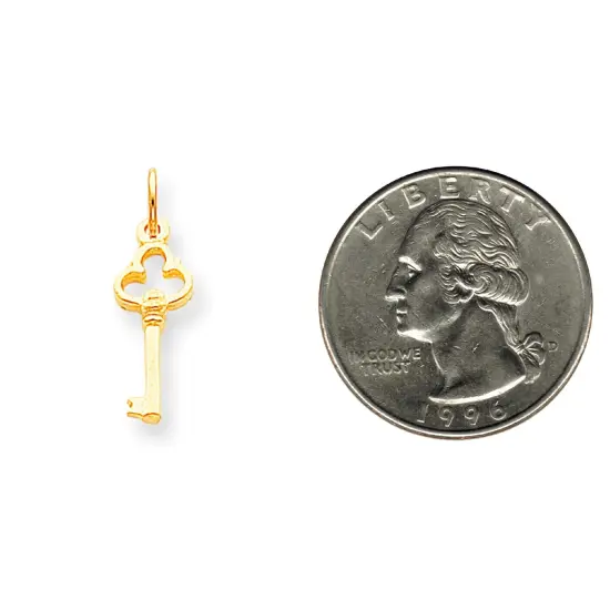 10K Yellow Gold Skeleton Key Charm Polished Jewelry 22mm x 5mm {2}