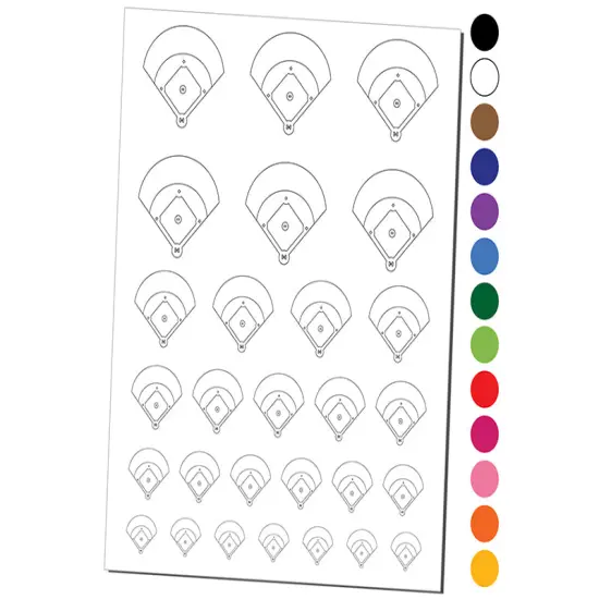 Baseball Softball Field Diamond Aerial View Temporary Tattoo Water Resistant Fake Body Art Set Collection Dark Green {1}