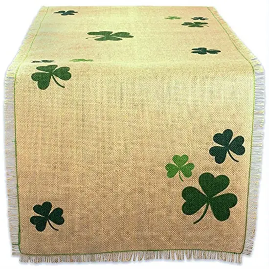 DII Shamrock Printed Jute Table Runner 14x108" {1}