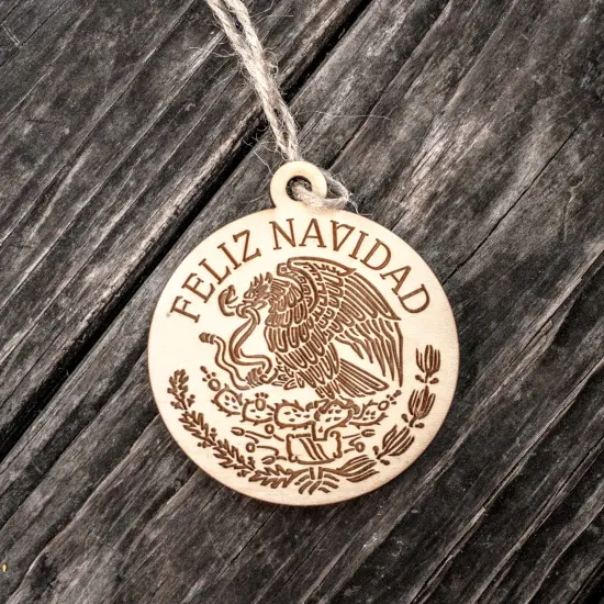 Ornament - Feliz Navidad - Raw Wood 3x3in {3}