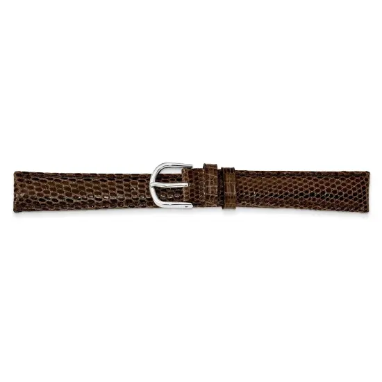 de Beer Brown Genuine Lizard Leather Watch Band 16mm Silver Color {2}