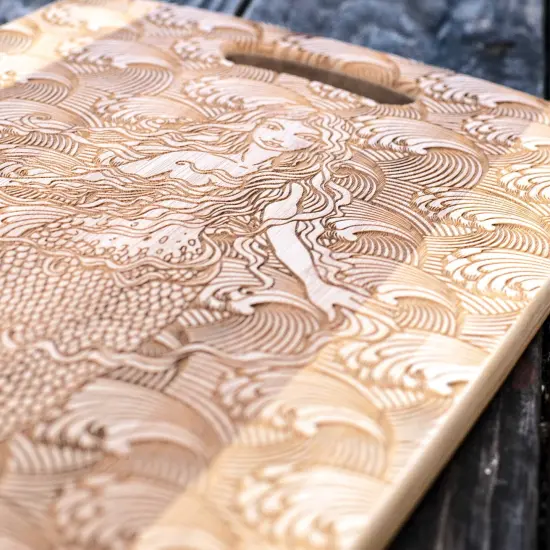 Mermaid Cutting Board 14''x9.5''x.5'' Bamboo {2}