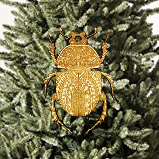 Ornament - Beetle - Raw Wood {4}