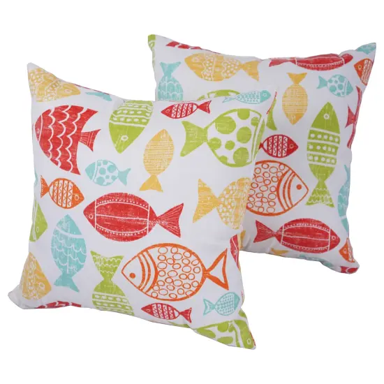 Blazing Needles 17-inch Outdoor Spun Polyester Throw Pillows (Set of 2) - King Fisher Splash {1}