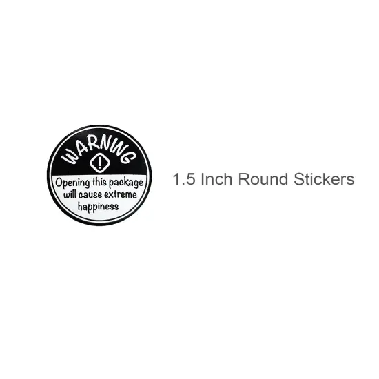 Wrapables 1.5 inch Black Extreme Happiness Warning Small Business Thank You Stickers Roll, Sealing Stickers and Labels for Boxes, Envelopes, Bags and Packages (500pcs) {2}