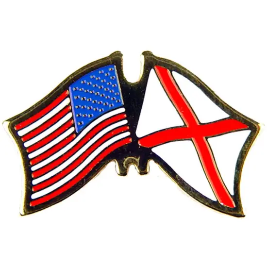 American & Alabama Flags Pin 1" {1}