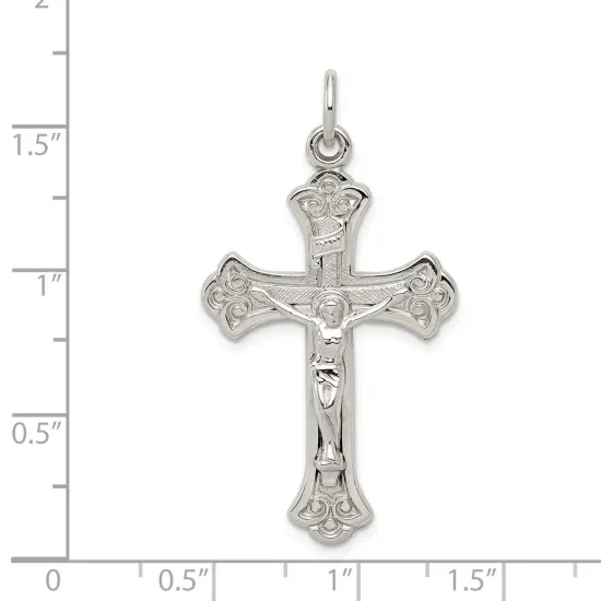 Sterling Silver INRI Crucifix Charm Jewelry Pendant 55mm x 32mm {4}