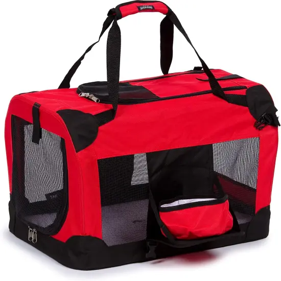 Pet Life Folding Deluxe 360&deg; Vista View House Pet Crate Red-L {1}