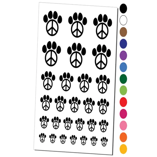 Paw Print Dog Cat Peace Sign Temporary Tattoo Water Resistant Fake Body Art Set Collection Yellow {1}