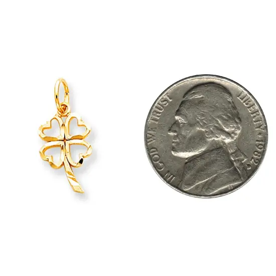 10K Yellow Gold Shamrock Charm Good Luck 4 Leaf Clover {2}