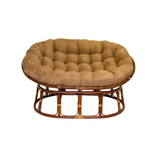 65-inch by 48-inch Solid Micro Suede Double Papasan Cushion - Camel {1}