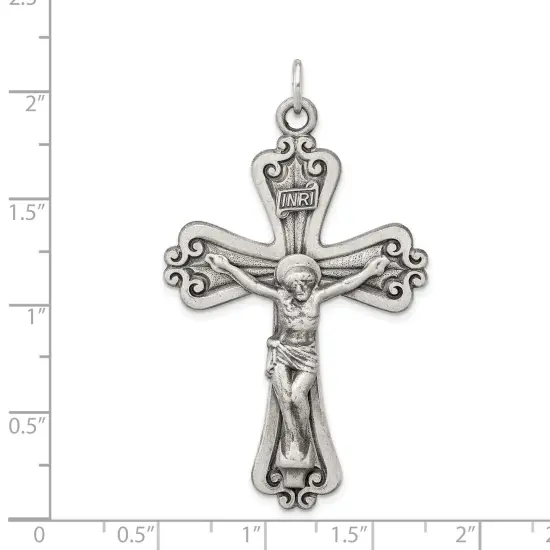 Sterling Silver INRI Crucifix Pendant Jewerly 95.8mm x 57.1mm {2}