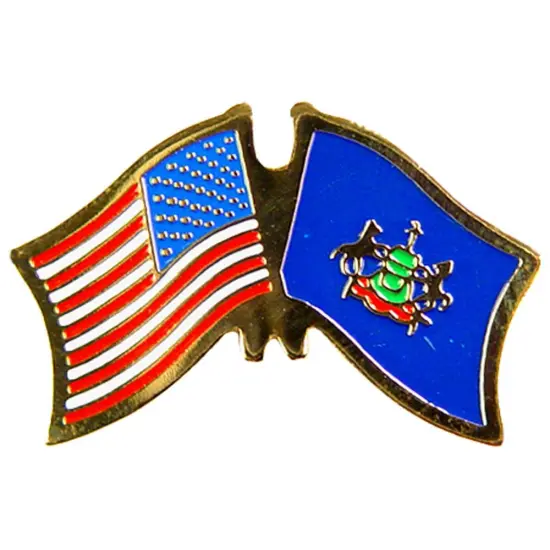 American & Pennsylvania Flags Pin 1" {1}