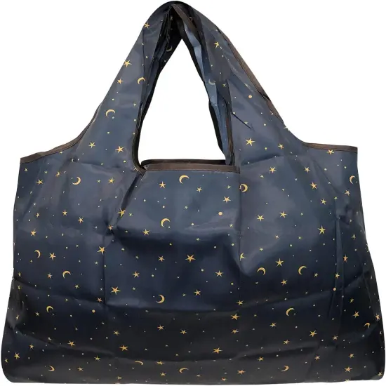 Wrapables Large Foldable Tote Nylon Reusable Grocery Bag, 3 Pack Midnight Madness {4}