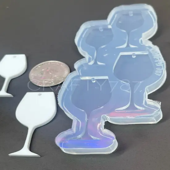 Wine Glass Dangle Earring/Keychain Silicone Mold (C14) {2}