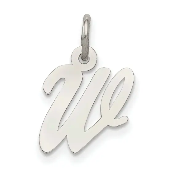 Sterling Silver Small Script Initial Letter W Charm Jewerly 16mm x 8mm {1}