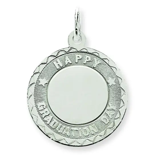 Sterling Silver Happy Graduation Day Charm Engraveable Jewerly 27mm x 20mm {1}