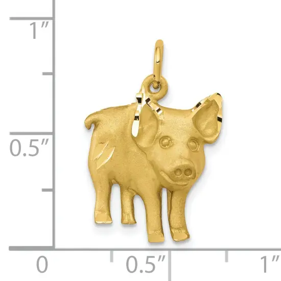 10K Yellow Gold Satin Pig Charm Jewelry FindingKing 20 X 16mm {4}