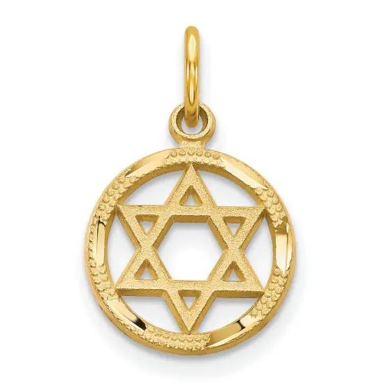 10K Yellow Gold Religious Diamond-Cut Star of David Charm New 18 X 12mmJewerly {1}