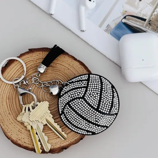 Wrapables Crystal Bling Key Chain Keyring with Tassel Car Purse Handbag Pendant, Volleyball {6}