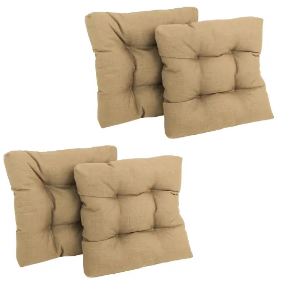 19-inch Squared Spun Polyester Tufted Dining Chair Cushion (Set of Four) - Sandstone {1}