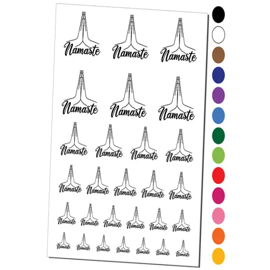 Namaste Palm of Hands Together Yoga Temporary Tattoo Water Resistant Fake Body Art Set Collection White {1}
