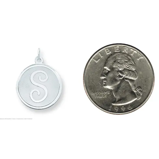 Sterling Silver Brocaded Initial Capital S Charm Jewerly 27mm x 20mm {2}