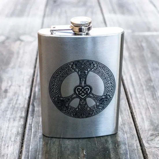 8oz Celtic Love and Peace Stainless Steel Flask {5}