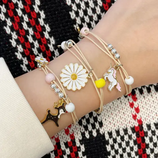 Wrapables Friendship Beaded Enamel Charm Bracelet, Deer {6}