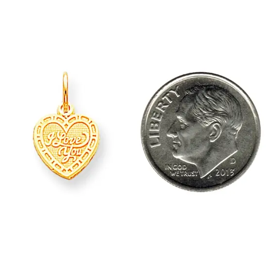 10K Yellow Gold I Love You Heart Charm Polished Jewelry 15mm x 10mm {2}